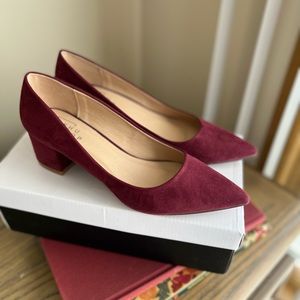 Burgundy Block Heel Pump